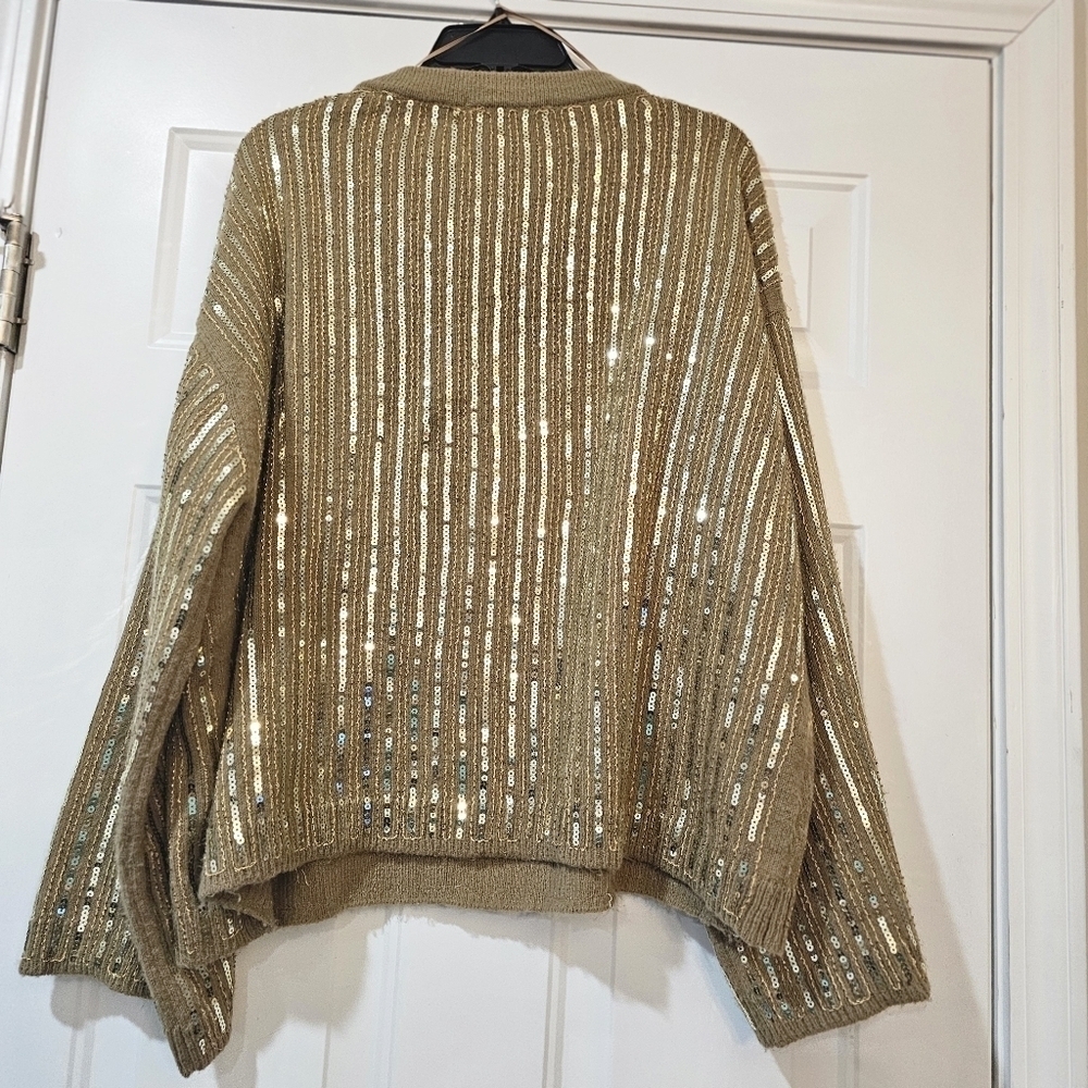 Zara Limited Edition Sequin Sweater size medium 70's Disco T. Swift Style Like - Picture 7 of 13